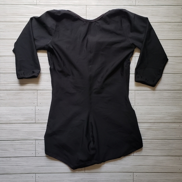 ISAVELA Bodysuit High Back Off Center Front Hook Panty Length With Sleeves - Picture 4 of 9